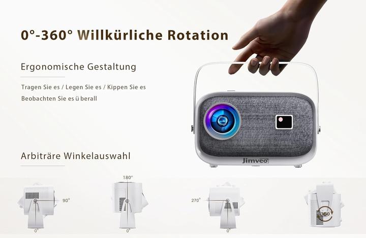 Actual product image Jimveo Mini Beamer mit 360° Rotation und 4K-Unterstützung (19000 lm)