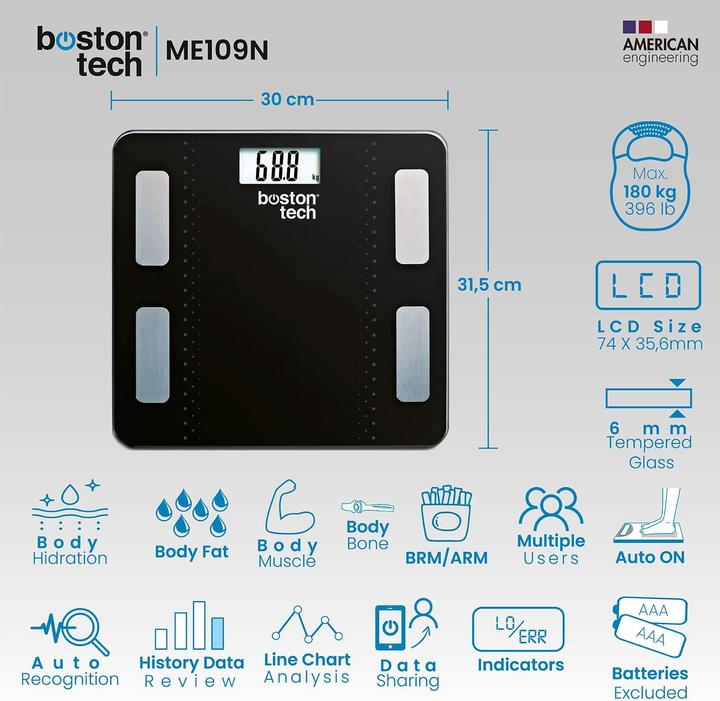 Produktbild Boston Tech Körperanalysewaage (180 kg)