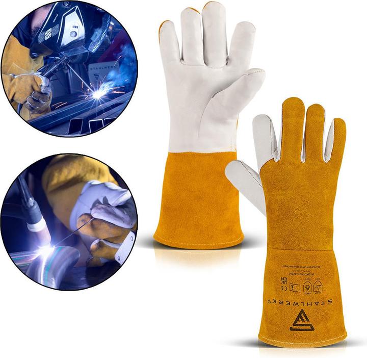 Produktbild Stahlwerk Schweisserhandschuhe Arbeitshandschuhe Echtleder hitzebeständig (One Size)
