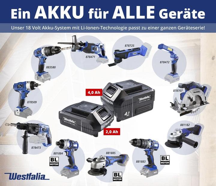 Produktbild Westfalia Li-Ion-Akku-Schnellladegerät 4 A, 18 V (18 V)