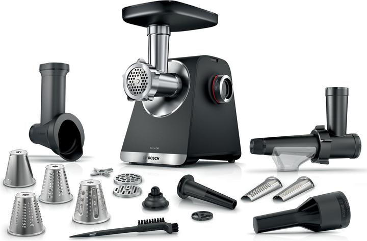 Bosch Hausgeräte Serie 6, Fleischwolf, MultiPower Series 6, 2100 W, Schwarz, silver metalic, MFWS660B