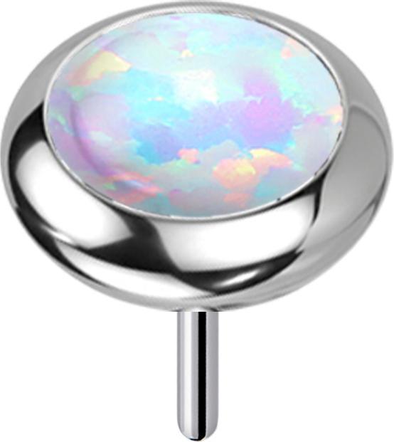 Produktbild Star Piercing Threadless silber Scheibe abgerundet Opal weiss (ohne Messing, Titan G23)