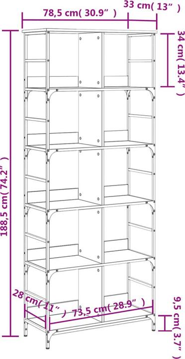 Immagine prodotto VidaXL Georgetta (78,5 x 33 x 188,5 cm)