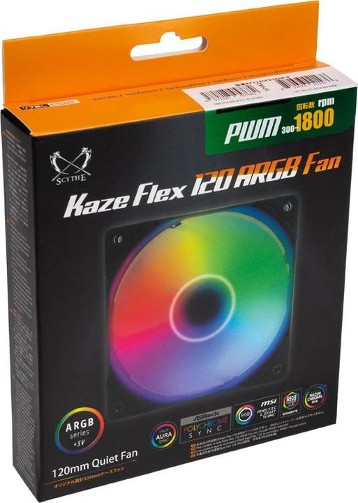 Actual product image Scythe Kaze Flex 120 ARGB PWM fan, 300-1800rpm (120 mm, 1 x)