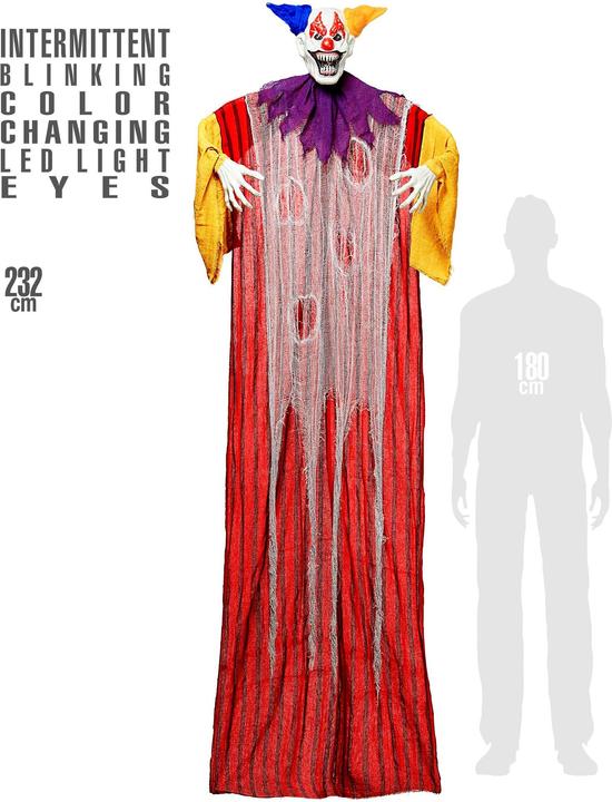 Image du produit Widmann Clown d'horreur avec des yeux LED clignotants et changeant de couleur 232 cm