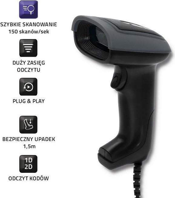 Image du produit Qoltec 50863 Wired QR & BARCODE Scanner | USB (Codes à barres 2D)