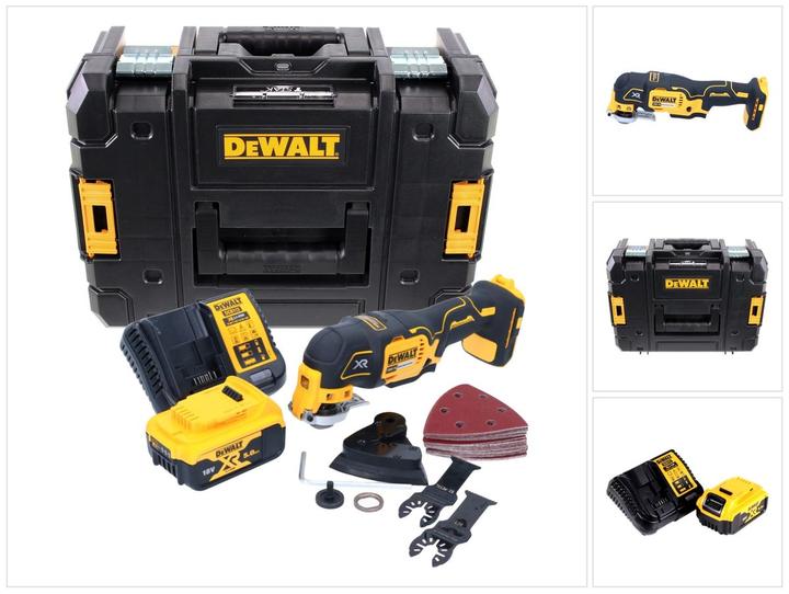 Actual product image DeWalt DCS 355 P1 Battery Oscillator Multitool 18 V Brushless + 1x Battery 5.0 Ah + Charger + 29 pcs Z
