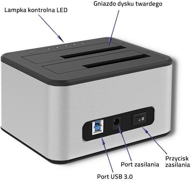 Produktbild Qoltec 50316 2x HDD/SSD docking station 2.5/3.5inch SATA USB 3.0 Cloning