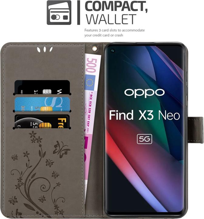 Produktbild Cadorabo Flower Book Hülle (Oppo Find X3 Neo)