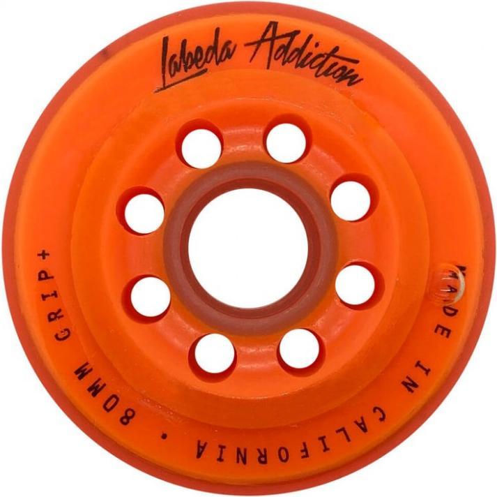 Actual product image Labeda Addiction Grip Plus 4-pack roller hockey wheels (orange, 80 mm) (80 mm)