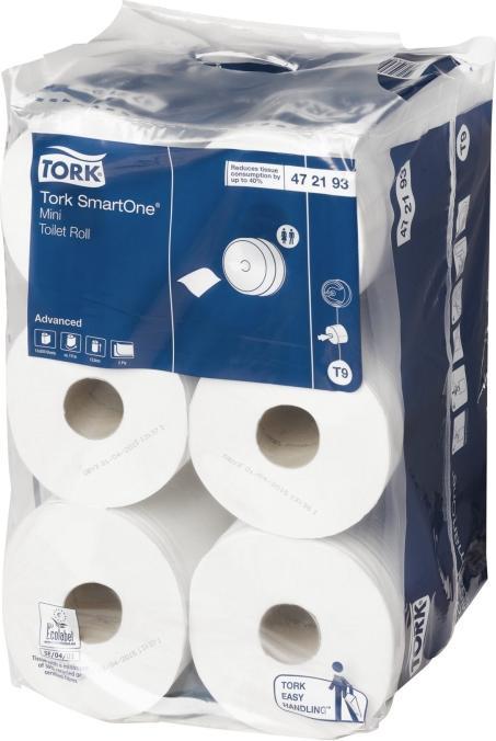 Produktbild Tork 472193 Toilettenpapier Lotus SmartOne mini Tissue weiss 620 Blatt # 297492, 12 Rollen/Ktn, 111m (12 x)