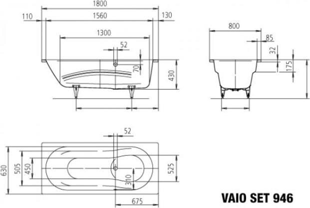Actual product image Kaldewei Vaio set 946 180x80cm 23460001