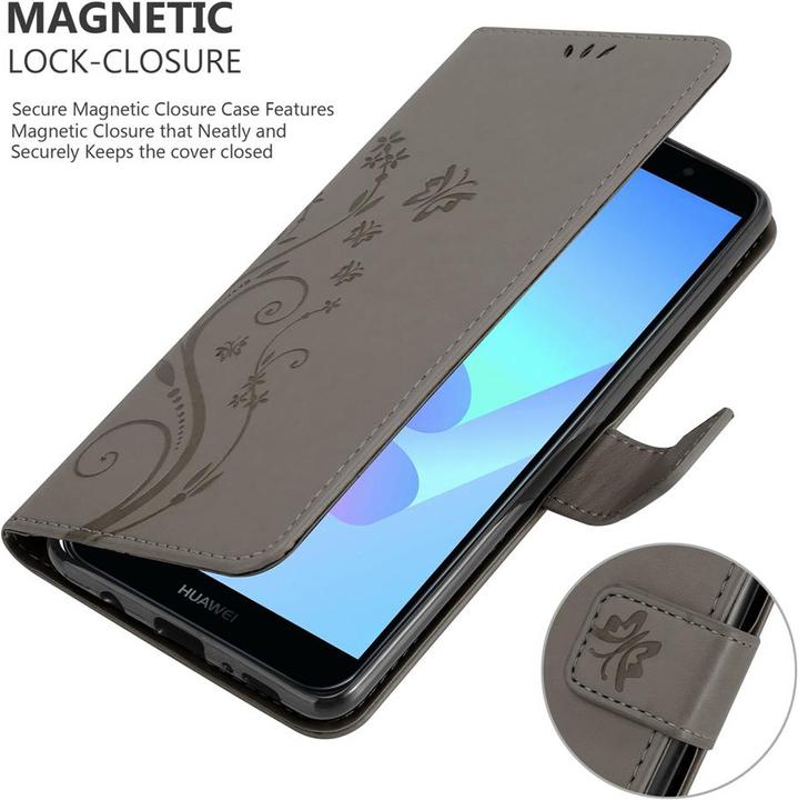 Immagine prodotto Cadorabo Copertina del libro a fiori (Huawei Y6 Prime (2018), Huawei Honor 7a)