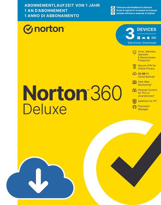 Norton 360 Deluxe (3 Devices, 25GB) (1 User, 3 Geräte/User, 12 Monate)