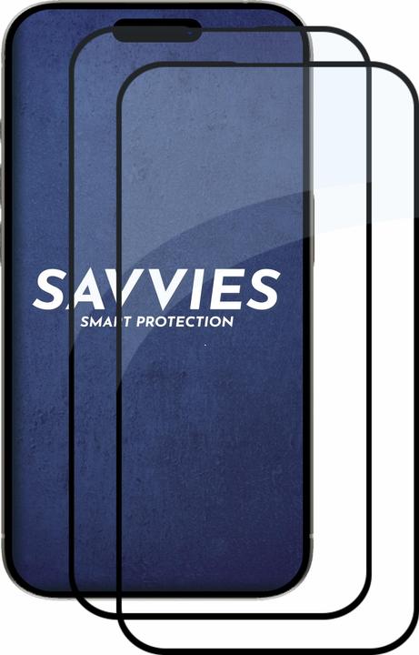 Actual product image Savvies Full-screen armoured glass screen protector (2 Piece, Apple iPhone 15 Pro)