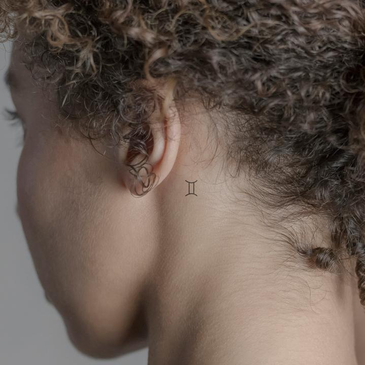Actual product image minink Temporary tattoo - zodiac sign Aquarius minimalist