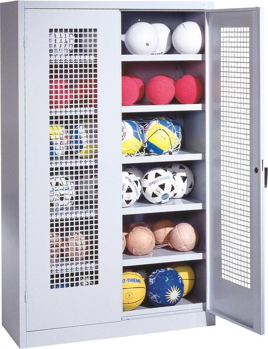 C+P Ballschrank (HxBxT: 195x120x50 cm, mit Lochblech-Flügeltüren, Typ 3)