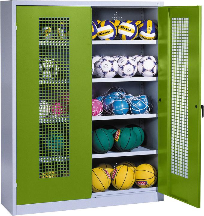 C+P Ballschrank (HxBxT: 195x150x50 cm, mit Lochblech-Flügeltüren, Typ 3)