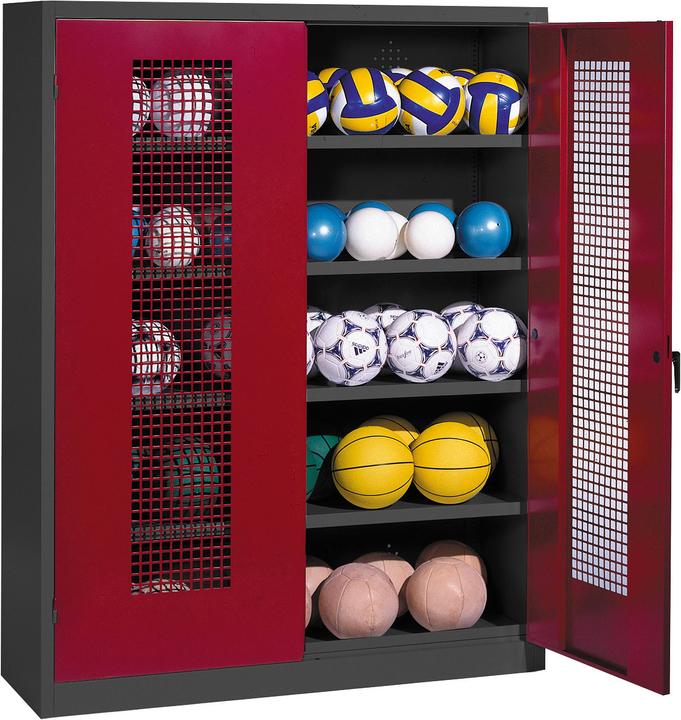 C+P Ballschrank (HxBxT: 195x150x50 cm, mit Lochblech-Flügeltüren, Typ 3)