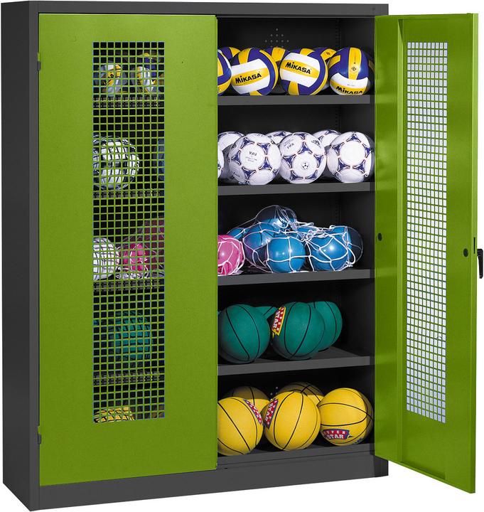 Produktbild C+P Ballschrank (HxBxT: 195x150x50 cm, mit Lochblech-Flügeltüren, Typ 3)