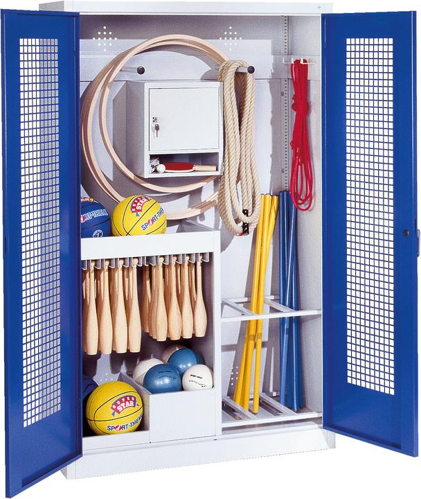 Produktbild C+P Sportgeräteschrank (HxBxT: 195x120x50 cm, mit Lochblech-Flügeltüren, Typ 1)