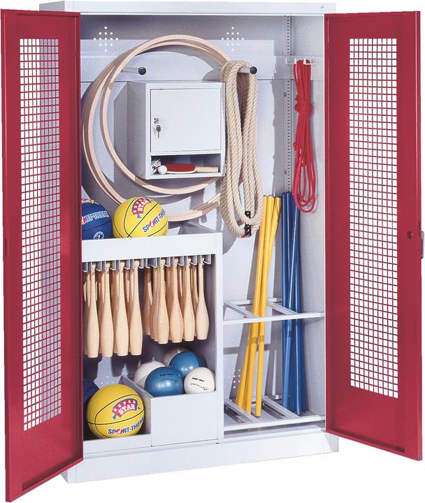 C+P Sportgeräteschrank (HxBxT: 195x120x50 cm, mit Lochblech-Flügeltüren, Typ 1)