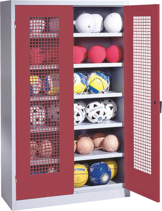 C+P Ballschrank (HxBxT: 195x120x50 cm, mit Lochblech-Flügeltüren, Typ 3)