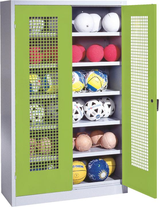 C+P Ballschrank (HxBxT: 195x120x50 cm, mit Lochblech-Flügeltüren, Typ 3)