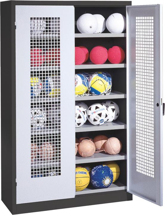 C+P Ballschrank (HxBxT: 195x120x50 cm, mit Lochblech-Flügeltüren, Typ 3)
