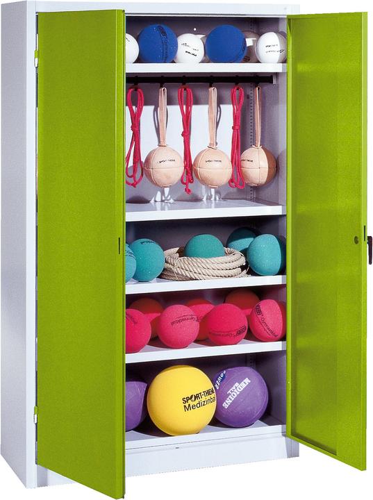 C+P Sportgeräteschrank (HxBxT: 195x120x50 cm, mit Vollblech-Flügeltüren, Typ 2)