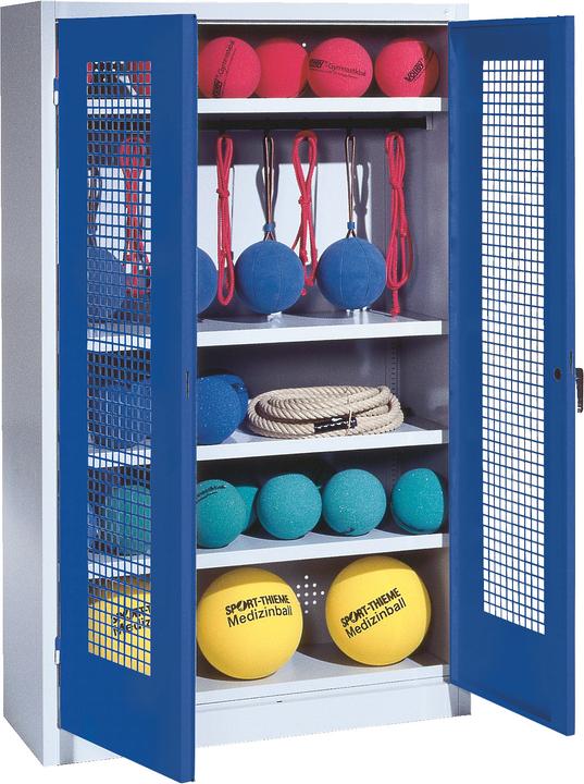 C+P Sportgeräteschrank (HxBxT: 195x120x50 cm, mit Lochblech-Flügeltüren, Typ 2)