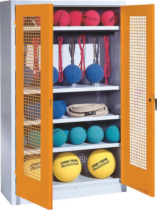 C+P Sportgeräteschrank (HxBxT: 195x120x50 cm, mit Lochblech-Flügeltüren, Typ 2)