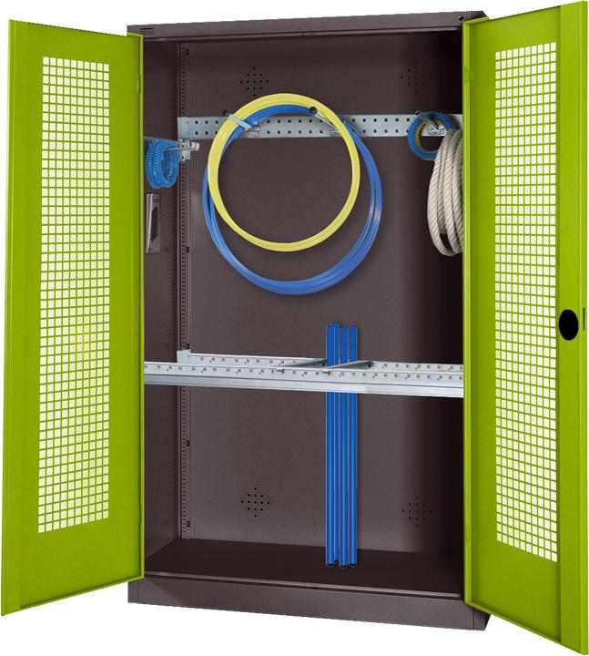 Produktbild C+P Modul-Sportgeräteschrank mit Grundausstattung (HxBxT: 195x120x50 cm, mit Lochblech-Flügeltüren)