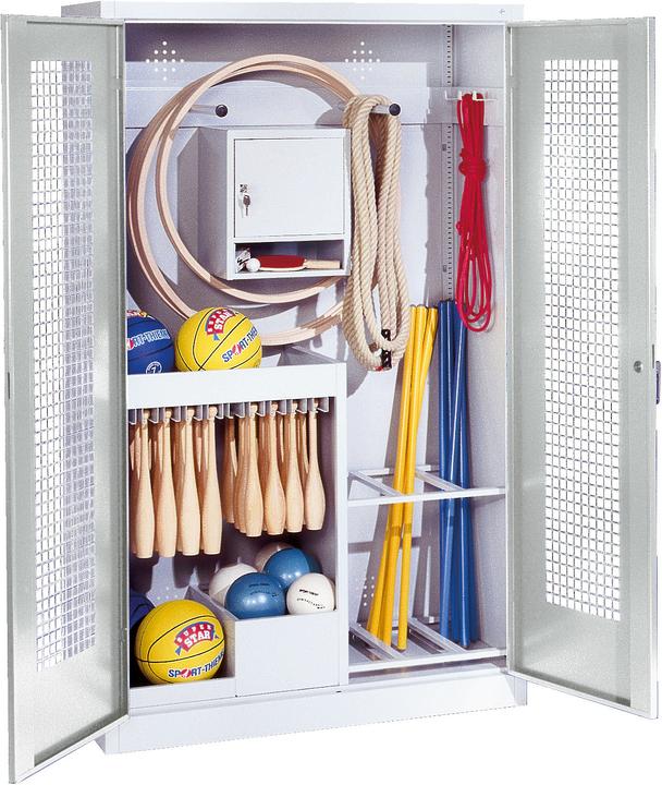 Produktbild C+P Sportgeräteschrank (HxBxT: 195x120x50 cm, mit Lochblech-Flügeltüren, Typ 1)