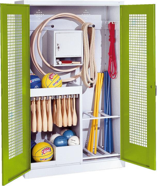 C+P Sportgeräteschrank (HxBxT: 195x120x50 cm, mit Lochblech-Flügeltüren, Typ 1)