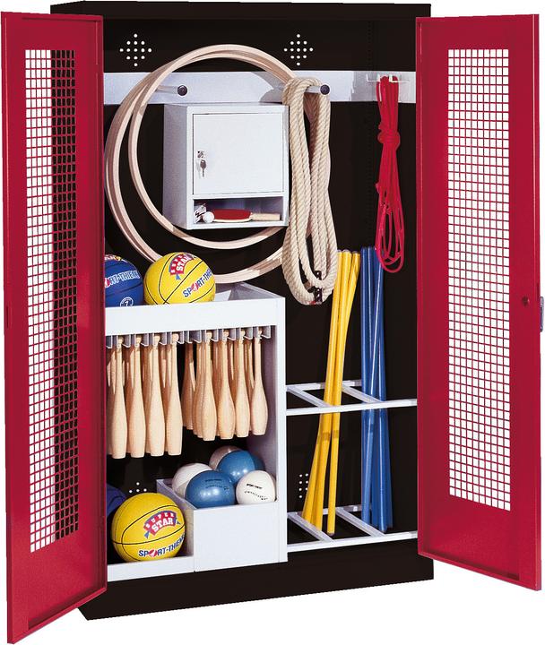 Produktbild C+P Sportgeräteschrank (HxBxT: 195x120x50 cm, mit Lochblech-Flügeltüren, Typ 1)
