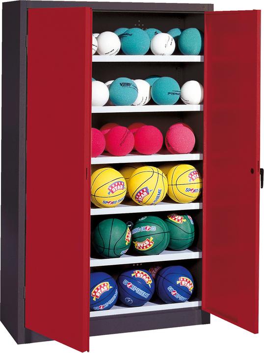 C+P Ballschrank (HxBxT: 195x150x50 cm, mit Vollblech-Flügeltüren, Typ 3)