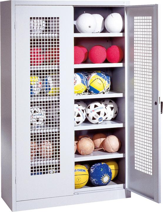 C+P Ballschrank (HxBxT: 195x120x50 cm, mit Lochblech-Flügeltüren, Typ 3)