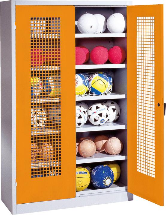 C+P Ballschrank (HxBxT: 195x120x50 cm, mit Lochblech-Flügeltüren, Typ 3)