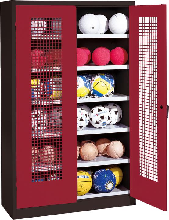 C+P Ballschrank (HxBxT: 195x120x50 cm, mit Lochblech-Flügeltüren, Typ 3)