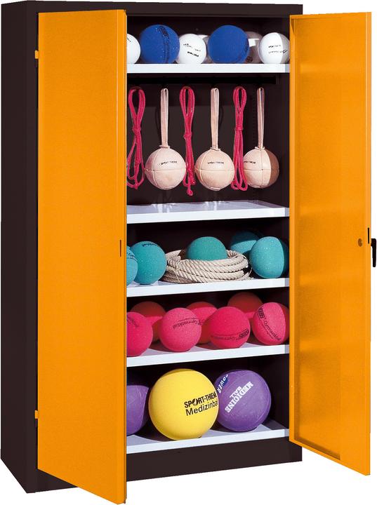 C+P Sportgeräteschrank (HxBxT: 195x120x50 cm, mit Vollblech-Flügeltüren, Typ 2)