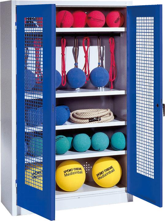 C+P Sportgeräteschrank (HxBxT: 195x120x50 cm, mit Lochblech-Flügeltüren, Typ 2)