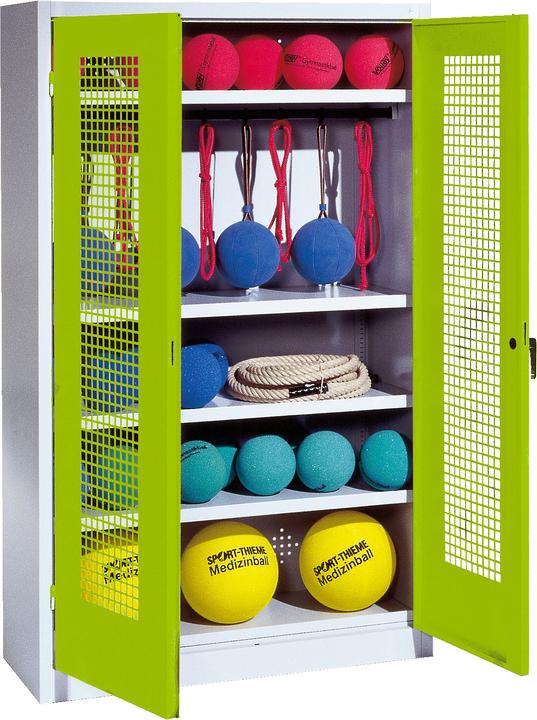 C+P Sportgeräteschrank (HxBxT: 195x120x50 cm, mit Lochblech-Flügeltüren, Typ 2)