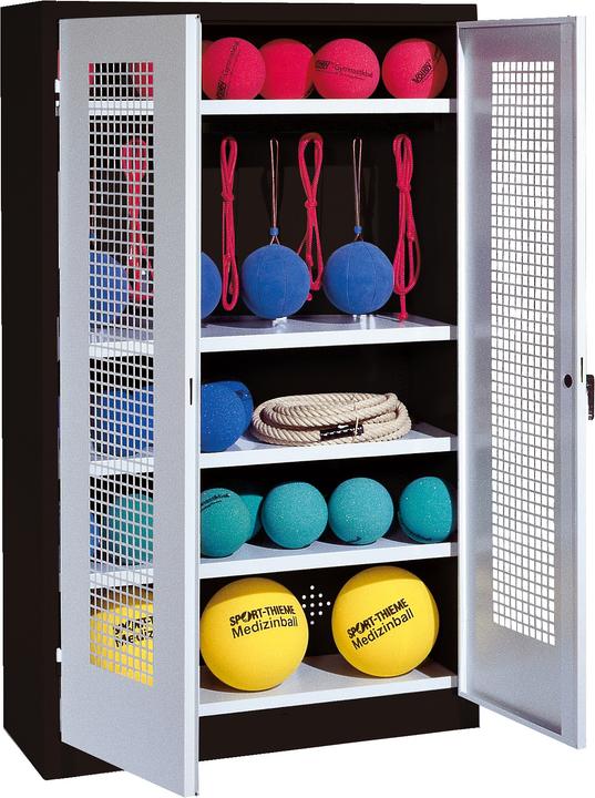 C+P Sportgeräteschrank (HxBxT: 195x120x50 cm, mit Lochblech-Flügeltüren, Typ 2)