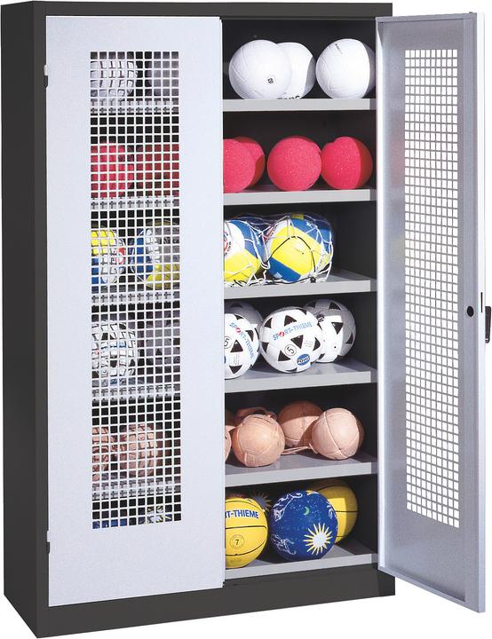 C+P Ballschrank (HxBxT: 195x120x50 cm, mit Lochblech-Flügeltüren, Typ 3)