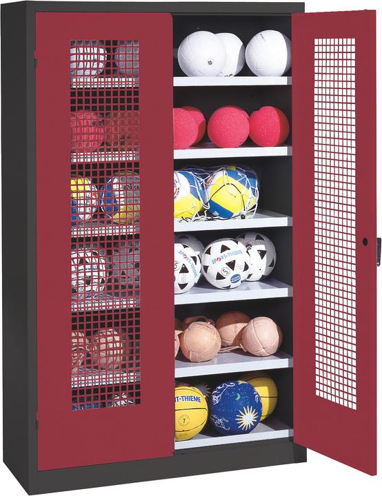 C+P Ballschrank (HxBxT: 195x120x50 cm, mit Lochblech-Flügeltüren, Typ 3)