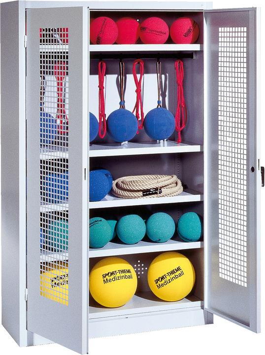C+P Sportgeräteschrank (HxBxT: 195x120x50 cm, mit Lochblech-Flügeltüren, Typ 2)