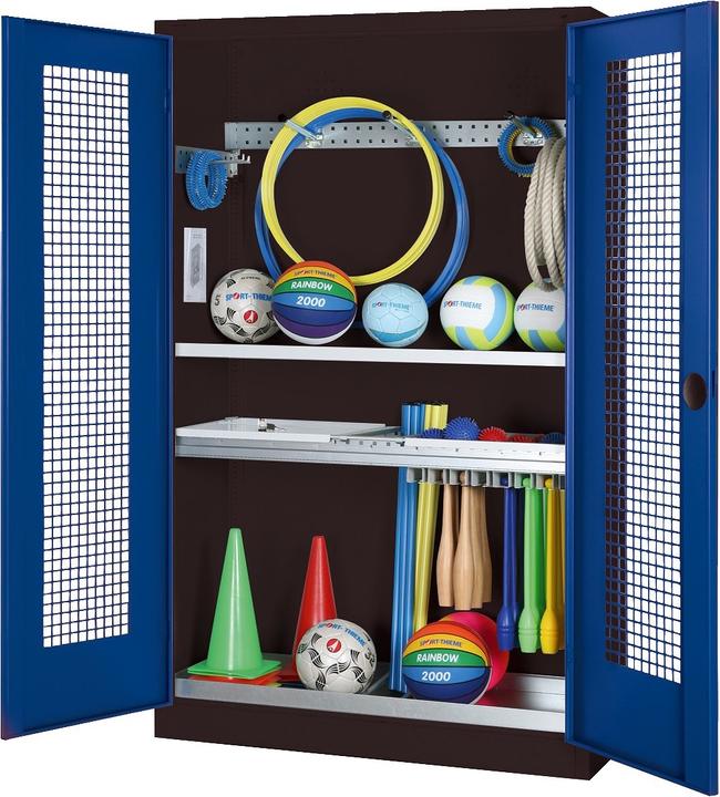 Actual product image C+P Modular sports equipment cabinet with complete equipment (HxWxD: 195x120x50 cm, with perforated