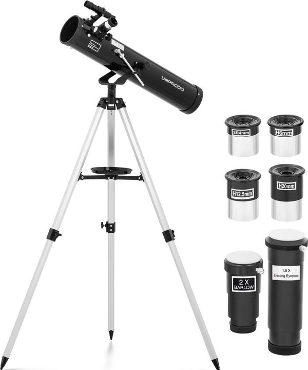 Produktbild Uniprodo Teleskop Einsteiger Fernrohr Reflektor Spiegelteleskop Astronomie 700 mm Ø76 mm