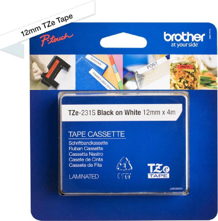 Actual product image Brother TZe-231S (1.20 cm, Black, White)
